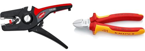 Knipex PreciStrip16 Pince à dénuder automatique 195 mm (carte LS/blister) 12 52 195 SB, Noir & Pince coupante de côté chromée, isolées par gaines bi-matière, certifiées VDE 160 mm 70 06 160
