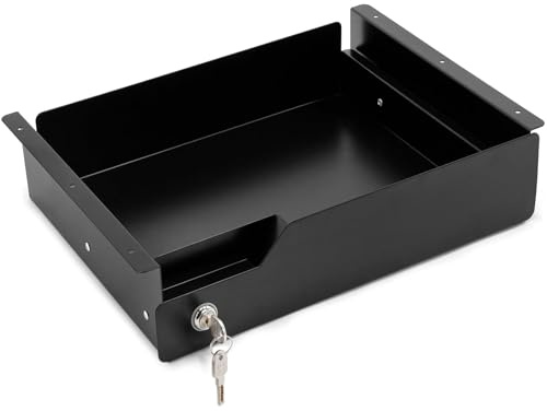 EasyVibe Untertisch Schublade Unterbau Unter Schreibtisch Schreibtische mit Schloss 42 cm (L) x 30 cm (B) x 9 cm (H), schwarz