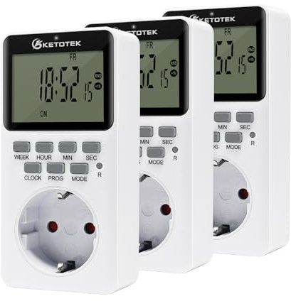 KETOTEK Digitale Timer Steckdose, 3 pcs programmierbare Countdown Timer Elektrischer Zeitschalter Netzstecker für Aquarium, Poolpumpe, Terrarium