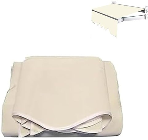 ZIUSFAC Beige Markisenstoff Einziehbar Markisentuch Ersatz Markisenbespannung 280g Polyester Ersatzstoff Stoff Für Klemmmarkise Ersatztuch Wasserdicht((13x6.5ft) 4x2m)