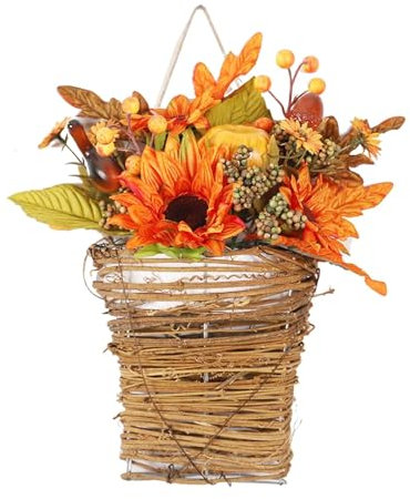 SNHHNSW Herbsttürhänger, Herbstblumen, hängende künstliche Rattankörbe, Dekor, Blumengirlande, Herbstdekorationen für Zuhause (F, Einheitsgröße)