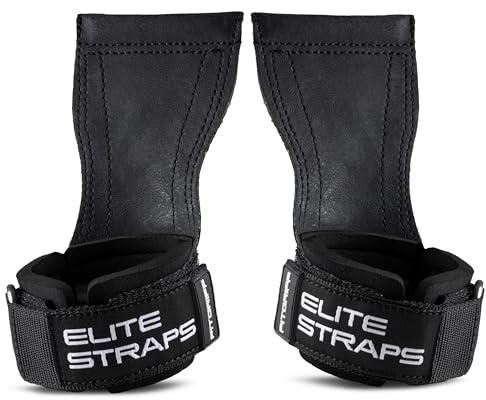 Fitgriff® Elite Straps 2.0 – draghjälpmedel med gummidyna för styrketräning – bodybuilding, fitness, gym – lyftremmar – för kvinnor och män (svart, S/M)