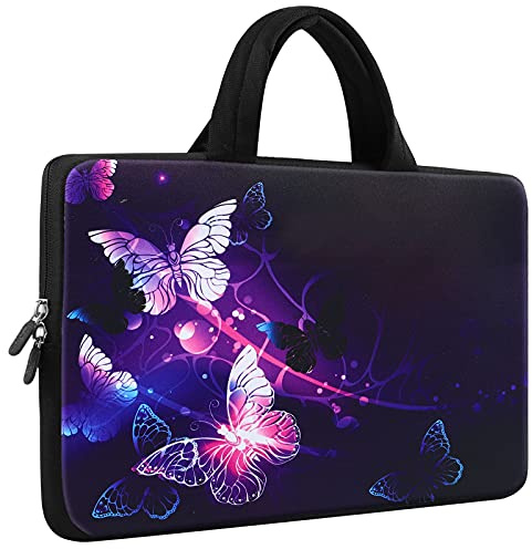 Mibbxea 11,6–12 tums laptopväska fodral, dator Chromebook Ultrabook-bärväska, neopren-resväska, netbook-portfölj med handtag för Dell HP Lenovo ASUS Acer (fjärilar)