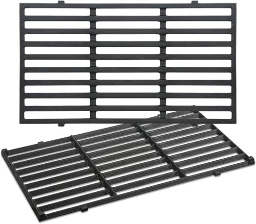 GLARETEX 7637 44.5 CM Cast Iron Cooking Grates, Grill Grates Replacement Parts for Weber Spirit & Spirit II 200 Series Gas Grills, Spirit E210 E220 S210 S220 (with Front Control Knobs)