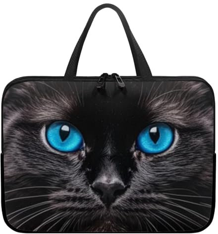 Chaqlin Black Cat Animal Print Slim Computer Bag - Women's & Men's 17 Inch Laptop Protective Case