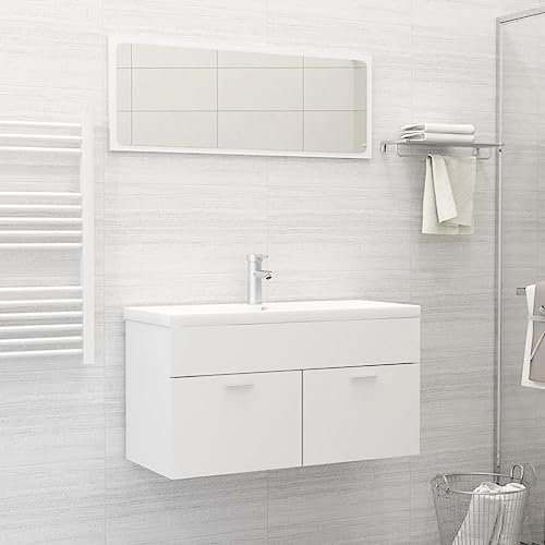 Lauuoeriau Möbelartikel Home Badmöbel-Set Weiß Holz-Möbel