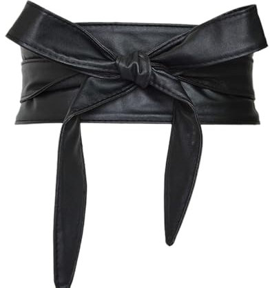 Whakano PU Leder Taillengürtel Damen,Länge Taille Band,Bandgürtel Schärpe Kleid Gürtel,Gürtel zum Schnüren Hüftgürtel PU Leder Bindegürtel,Breit Gürtel für Hochzeit Abschlussball,Schwarz