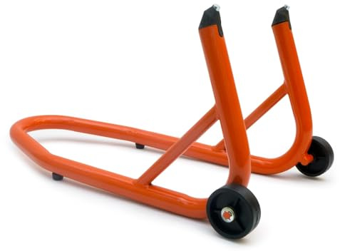 Béquille Avant Moto Universelle pour Prise sous Fourreaux de Fourches - Compatible Fourches Inversées et Standards (Orange)