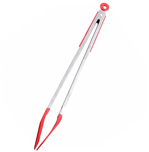 SHOWERORO Slip Food Clips for BBQ Bread Tong Stainless Steel Cooking Tool Silicone Handle Tongs for Serving Food BBQ Clip