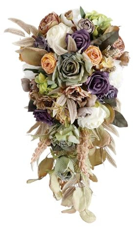 pistro Hochzeits-Brautstrauß, eleganter Boho-Kunstblumenwurfstrauß, Seidenblumen für Bräute, Brautjungfern, Valentinstag, Hochzeitsdekoration und Fotoshootings