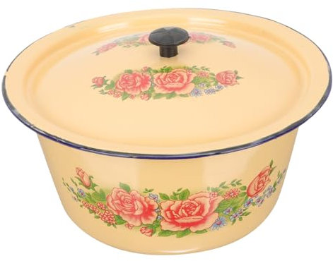 SOIMISS Emaille Schüssel Retro Mit Deckel Vintage Emaille Waschbecken Für Küche Hotel Oder Zuhause Langlebig Und Leicht Zu Reinigen