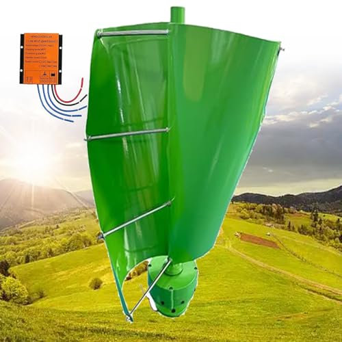 Aerogenerador 18000W Turbina Vertical - Generador energía eólica - Kit 12V 24V 48V con 2 aspas y Controlador para suplementación doméstica(Green,24V)