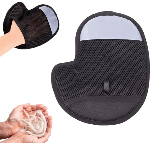 Pet Hair Remover Gloves, 2025 Aktualisieren Fellpflege Handschuhe Fell Magnet handschuh, Tierhaarentferner Doppelseitige Antistatische Haustier Handschuh für Glattes und Gesundes Fell (Schwarz,1Pcs)