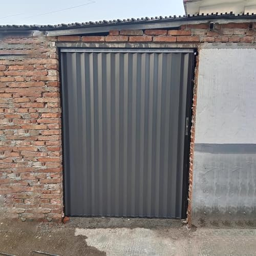 Porte Accordéon Interieur Porte Accordéon Grise Extérieure en Aluminium, Moustiquaire Coulissante Pliable avec Cadre et Rail, Kit de Quincaillerie pour Porte Multifonctionnelle de Chambre / Cave / Gre