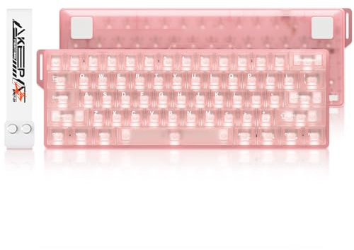 DAREU COOL60 Gaming Mekaniskt tangentbord 8K Hz Rapid Trigger, tangentbord med kabel 60% med transparenta tangenter, 15 RGB-lägen, RT-precision på 0,01 mm, justerbar aktivering, för PC/Mac (rosa)