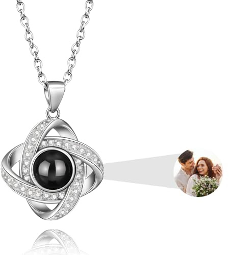 AAQ Personalisierte Kette mit Bild - Projektionskette mit eingebettetem Foto, personalisierte Geschenke für Frauen und Mama zu Weihnachten und Geburtstag
