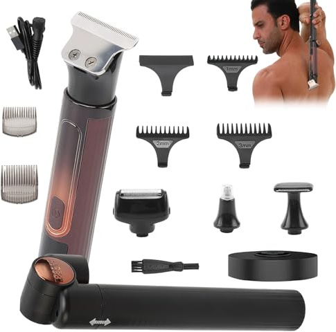 Back Shavers for Men,4-in-1 Body Hair Trimmer Grooming Kit with Adjustable Extension Handle Waterproof Cordless Electric Body Shaver for Hair Beard Balls Groin Pubic Hair Smooth Shaving