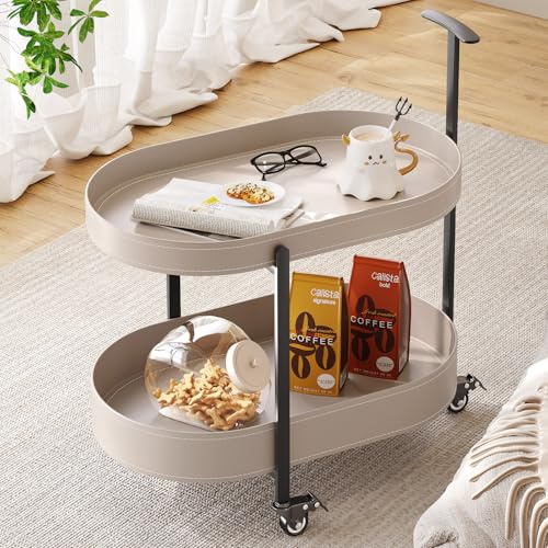 Guyii Modern Rolling Side Table, Cart Style End Table with 360° Swivel Wheels, Minimalist Sofa Table, Bedside Caddy for Small Spaces, Living Room, Bedroom, Office