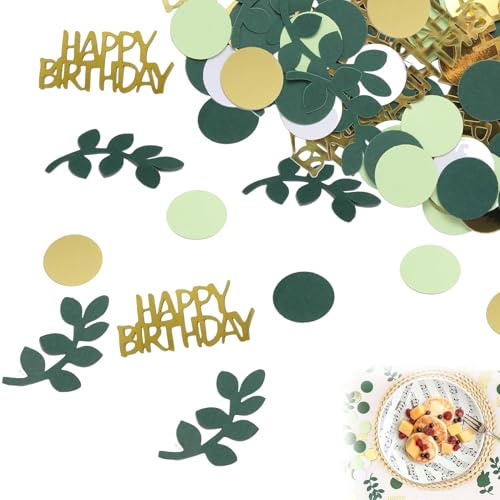 200 Stück Konfetti Geburtstag Deko Grün, Happy Birthday Konfetti Streudeko Geburtstage Frau Mann Goldene Confetti für Geburtstagsdeko Tisch Luftschlangen Geburtstage Happy Birthday Deko