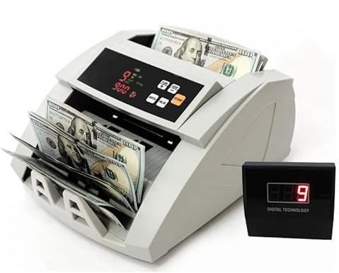 H-A16 Contador de billetes contador de dinero - Modo lote, contador de billetes con pantalla LCD, detección UV/MG/IR, modo de conteo de valor/agregación + valor, 1100 piezas/min, solo USD (A16-negro