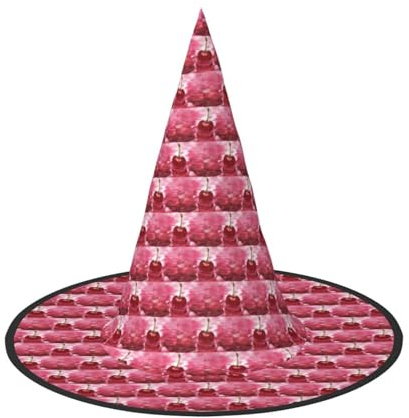 Paquete de 2 sombreros de bruja suaves con estampado de cerezas rojas para carnavales, máscaras, ahorro de espacio