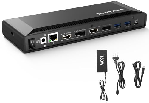 WAVLINK Universal Laptop Docking Station Dual 4K@60Hz(2 HDMI+2DP), Displaylink Dock with 100W PD Charging,10Gbps USB C, for MacBook Neo,Thunderbolt 4/3,USB-C/A - M1-M4 Mac,Windows,LAN -Driver Required
