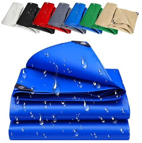 Extra Kraftig Vattentät Presenning 120 x 220 cm Uv-, Damm-, Regn- Och Snöskydd Presenning, Täckduk för Camping, Trädgård, Byggnation, Blå