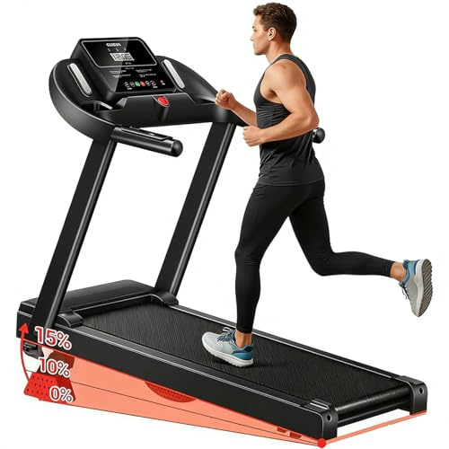 Mengmiao Tapis Roulant Elettrico Pieghevole 15% Inclinazione 14 Chilometri all'ora– Motore Brushless 3.0HP Silenzioso, 12+3 Programmi, Tripla Ammortizzazione 7 Strati, Design Salvaspazio, Max 136KG