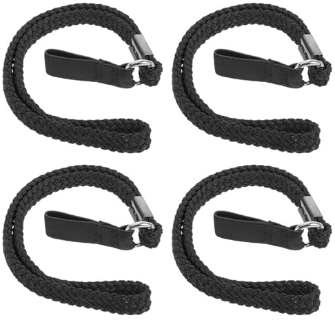 TOBBOMEY Lot de 4 Dragonnes Noires pour Canne de Marche Bracelet de Bâton de Randonnée en Matériau Solide Sangle de Poignet Sécurisée pour Personnes Âgées et Voyageurs