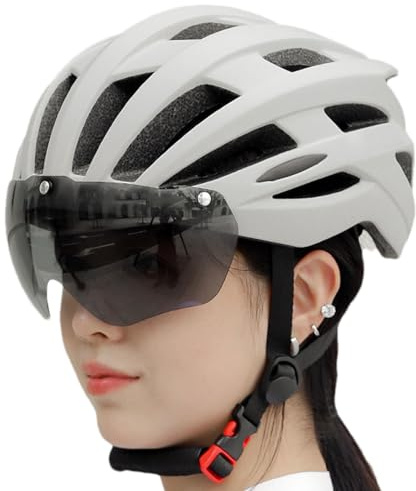 Casque de Vélo Adulte | Protection de la Tête Respirante avec Lunettes à Verres Changeants de Couleur - Casque de VTT | pour Les Hommes, Les Femmes et Les Adultes, Les Sports de Plein Air, Le VTT, Le