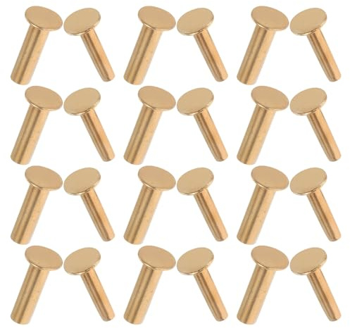 NULYLU 14 Paires Rivets de Manche de Couteau en Cuivre 1,6 Mm, Fixations pour Couteaux de Chef et Ustensiles Cuisine, Vis à Riveter pour Réparation et Bricolage, Accessoires Coutellerie