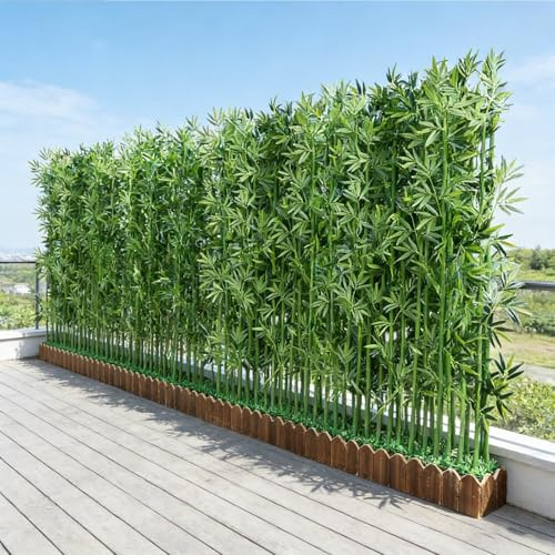 Paravento per esterni in finto bambù – Piante artificiali di bambù alte con fioriera, ideali per patio, balconi e giardini – Elemento decorativo divisorio resistente(50 cm Base+11 Bamboo,1.5m/4.9ft)