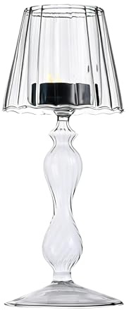 ZYDYRX 1 portavelas de Cristal Transparente con Forma de lámpara de Mesa 18,5 cm para Cena Fiesta hogar Mesa Fiestas decoración del hogar