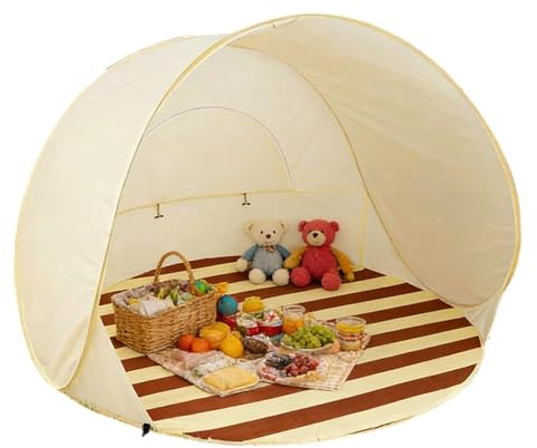 Tenda da spiaggia secondaria con protezione UV 50+, 3 persone, tenda da lancio, parasole automatica, pieghevole, portatile, protezione dal , impermeabile, borsa da spiaggia, , per