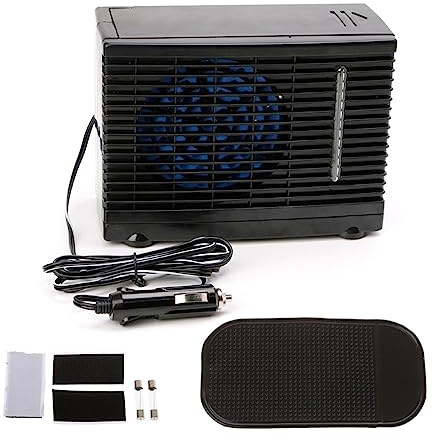 Climatiseur pour camping-car, Climatiseur de voiture réglable 12 V 30 W, ventilateur refroidissement par évaporation d'eau et glace, mini portable