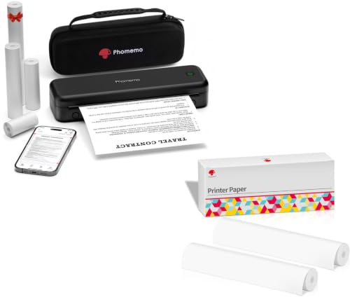 Phomemo M834-Tragbarer Drucker und 2 Rollen A4-Thermopapier