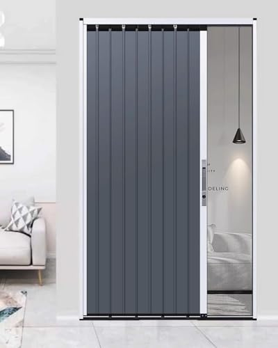 Interiör hopfällbar Concertina dörr med lås och nyckel metall infällbar skjutbar skjutport för hem sovrum och kök sekretess Hårdvara inkluderad storlek 137 x 203 cm (54 x 80 tum)