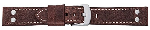 Eichmüller 22mm Leder Armband braun mit Edelstahl Dornschließe und Nieten