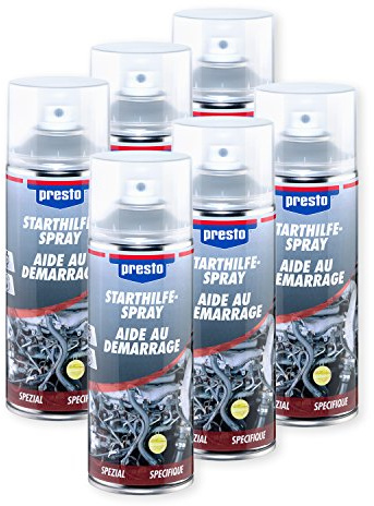 Presto 6X STARTHILFE-Spray Ether-Basis VERBRENNUNGSMOTOR Auto ZWEIRAD LKW 400 ml