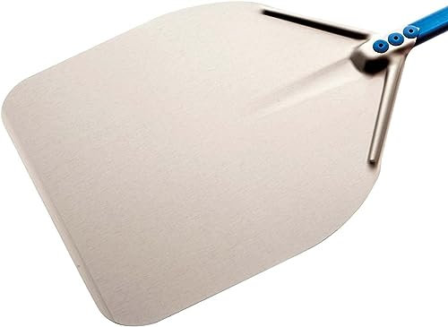 Gi.Metal Pala per Pizza Professionale extra leggera (Peso 0.56 Kg), Manico lungo 60 cm, Testa in Alluminio anodizzato neutro - Linea Azzurra A -32R/60