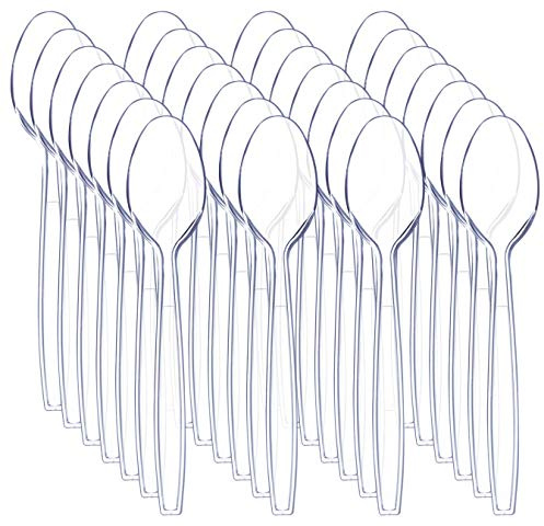 Liacere 360 Pieces Clear Plastic Spoons - Heavyweight Disposable Spoons-6.7inch Heavy Duty clear Cutlery - Plastic Utensils - Perfect for Chrismas Parties and Restaurants for Spring