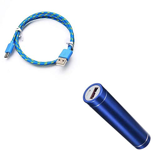 Pack Batterie pour Microsoft Surface Pro X Smartphone Type C (Cable Tresse 3m + Batterie Chargeur Externe) Android 2600mAh (Bleu)