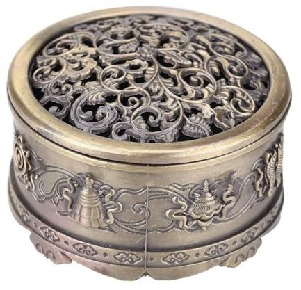 Weihrauchbehälter Messing Weihrauchbrenner, Räucherschale Mit Deckel, Antiker Messing Räuchergefäß Für Kohle, Räucherstäbchen, Räucherkegel, Räucher-Schale Mit Deckel, Räucher-Gefäß Für Kohle