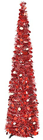 Zeberdany Lametta-Baum, Pop-Up-Weihnachtsbaum, faltbarer Weihnachtsbaum mit prallen glänzenden Pailletten, wiederverwendbarer Weihnachtsbaum für Urlaubsdekoration
