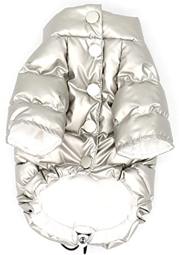 Hundejacke Steppmantel für Herbst & Winter, Warmer Fleece Hundemantel mit Beinen Winddicht Helle Farben Hundebekleidung für Kleine Mittlere Hunde Outdoor Reisemantel (Farbe : Silver, Größe : L)