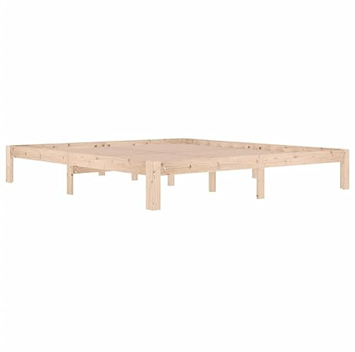 vidaXL Estructura de Cama Somier Dormitorio Base Habitación Muebles Mobiliario Hogar Cuarto Descanso Madera Maciza Super King 180x200 cm