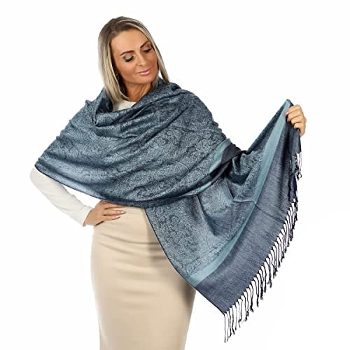 Pashmina Schal Damen–Kashmir Weich-Seide Leicht-Pashmina für Damen-Schals & Tücher für Frauen-Seidenschal damen-Pashmina-schal-Pashmina-Halstuch für Damen-damen abendkleid (Jeans Blue)