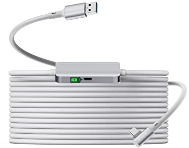 Stouchi Câble Link 5M pour Quest3/2 /PICO 4/PICO Neo 3, avec Port de Charge Séparé pour Alimentation Ultra Durable,Câble Link de Transfert de Données USB 3.0 Haute Vitesse de TypeA à C pour PC de Jeu