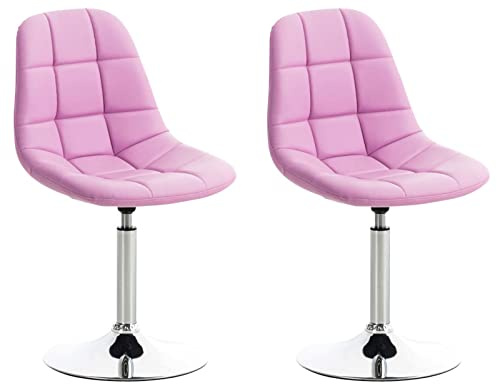 CLP 2er Set Stühle Emil Kunstleder I Mit Gestepptem Sitz I Drehstühle Mit Trompetenfüße In Chromoptik, Farbe:pink