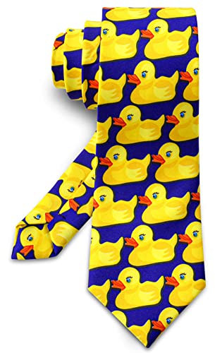 AOMIG Corbata de Hombre Divertida, con Impreso de Pato Amarillo, Azul y Amarillo, Accesorios de Traje Modernos para Cosplay y Fiesta, Regalos Originales
